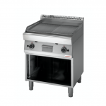 Fry top gas, Piastra 2/3 liscia 1/3 rigata cromata, su armadio aperto